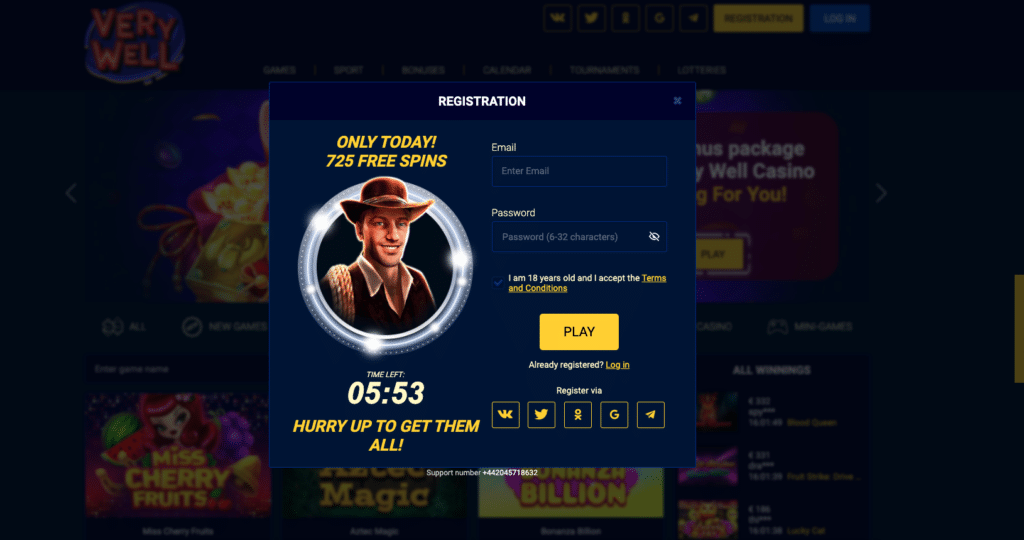 very well casino welcome bonus